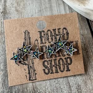 Western Mini Iridescent Star Cluster Stud Earrings 